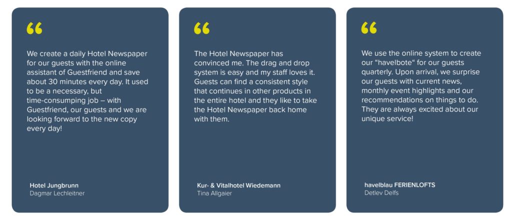 Customer Feedback_Your own hotel newspaper: professional, unique and simple © Gastfreund GmbH